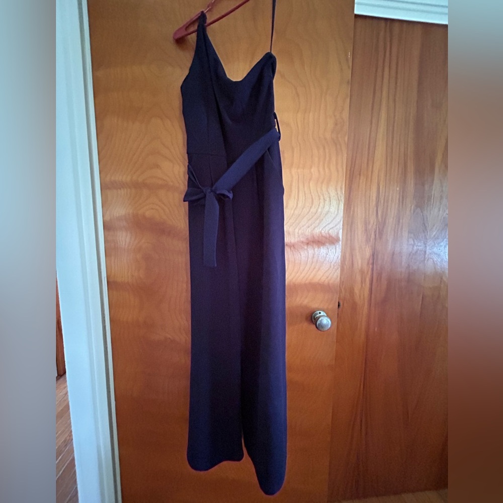 NWT Navy one shoulder wide leg jumpsuit